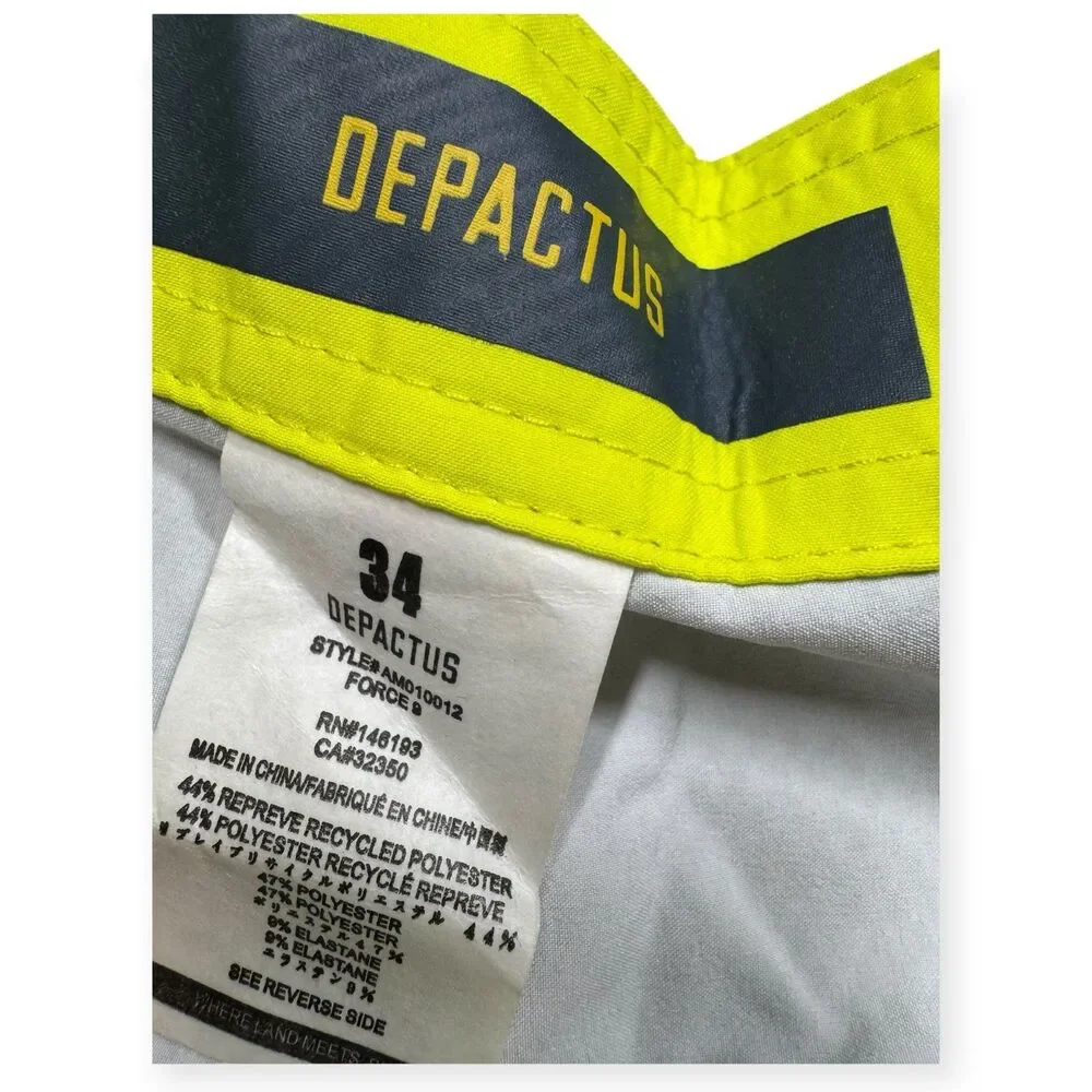 Depactus Force 9 Board Shorts‎ Waist 34” Multi Color 4 Way Stretch Beach Wear